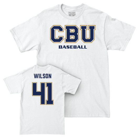 CBU Baseball White Comfort Colors Classic Tee   - Jacob Wilson