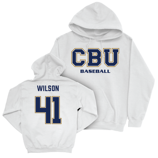 CBU Baseball White Classic Hoodie   - Jacob Wilson