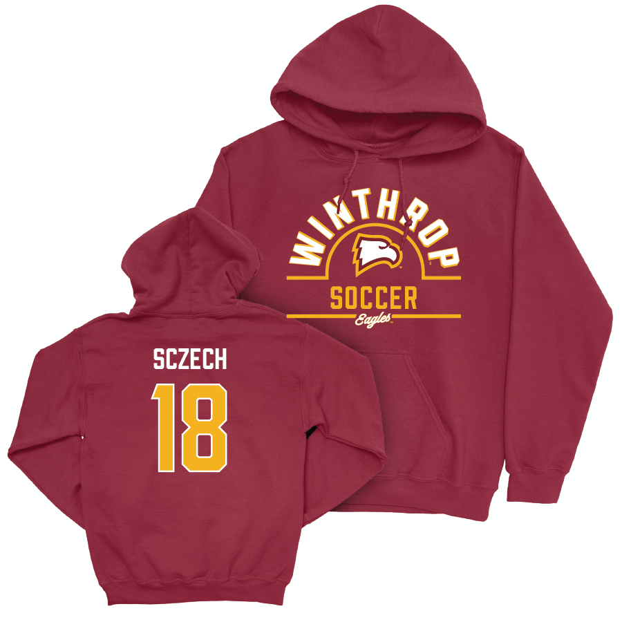 Winthrop Men's Soccer Maroon Arch Hoodie - Josh Sczech Small