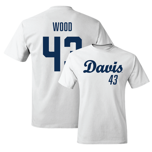 UC Davis Baseball White Script Comfort Colors Tee  - Tyler Wood