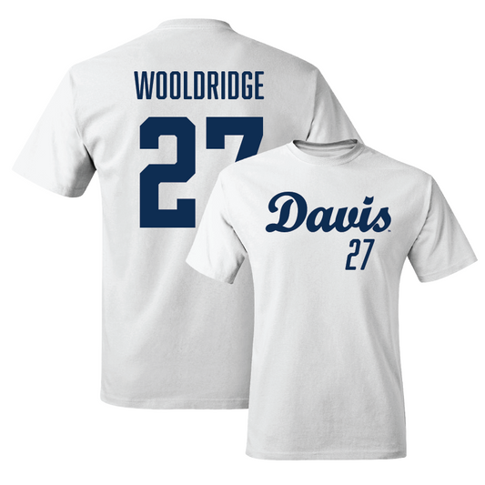 UC Davis Baseball White Script Comfort Colors Tee - Braydon Wooldridge