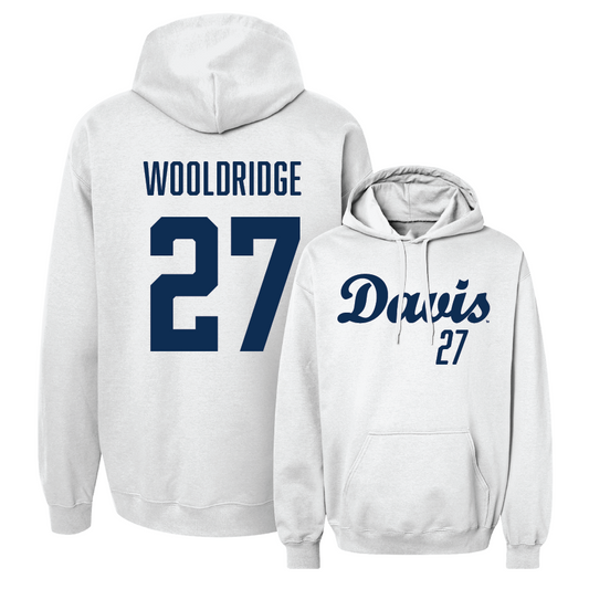 UC Davis Baseball White Script Hoodie - Braydon Wooldridge