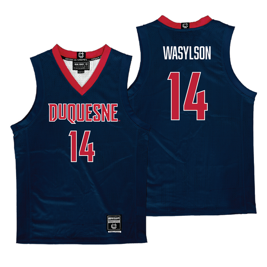 Duquesne Women's Basketball Navy Jersey - Lauren Wasylson | #14