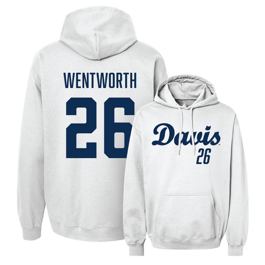 UC Davis Softball White Script Hoodie - Tatum Wentworth