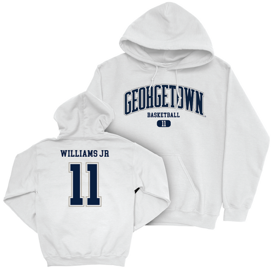 Georgetown Men's Basketball White Arch Hoodie  - Curtis Williams Jr
