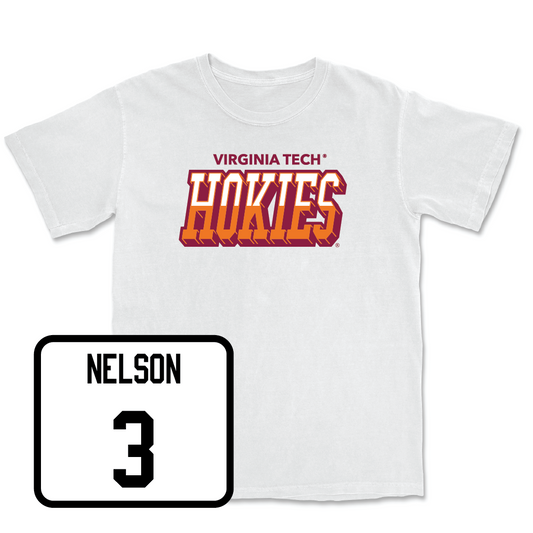 Women's Basketball White Hokies Color Block Comfort Colors Tee - Mackenzie Nelson